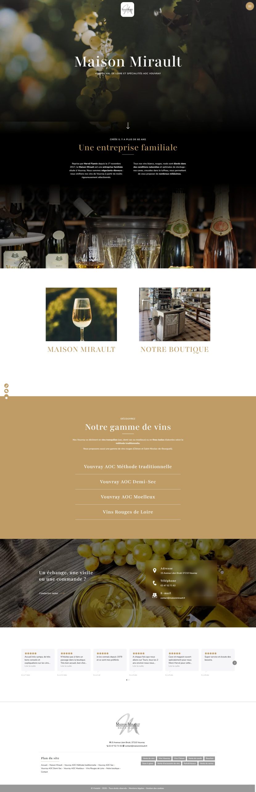 Site internet créé par Vistalid pour Maison Mirault, production de vins à Vouvray
